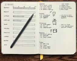 Bullet Journal opened to planning pages